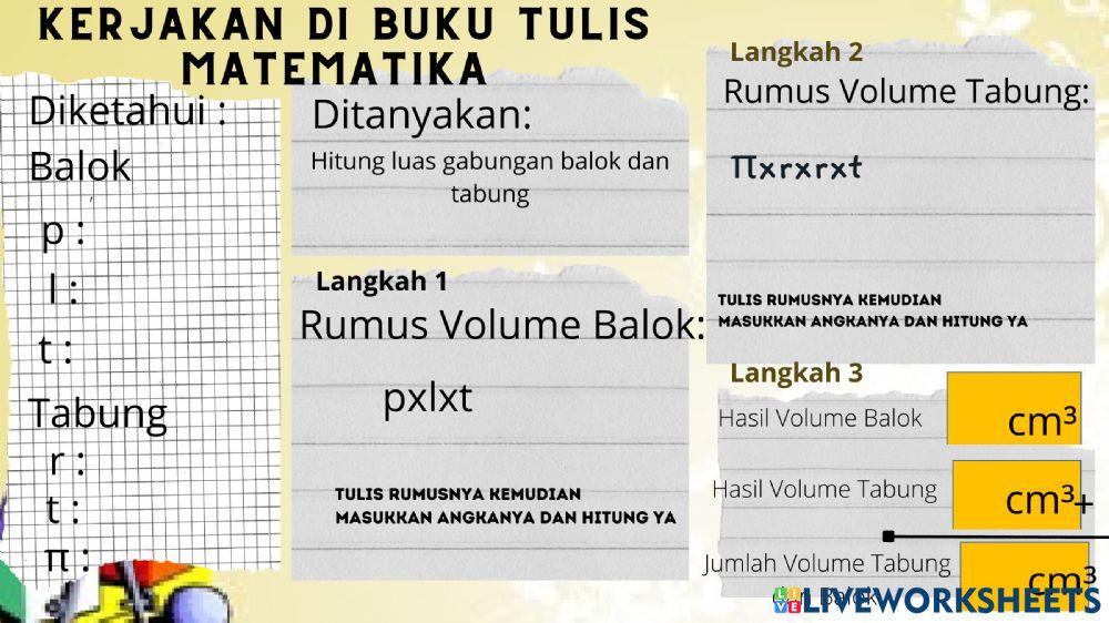 Matematika volume gabungan Balok dan Tabung