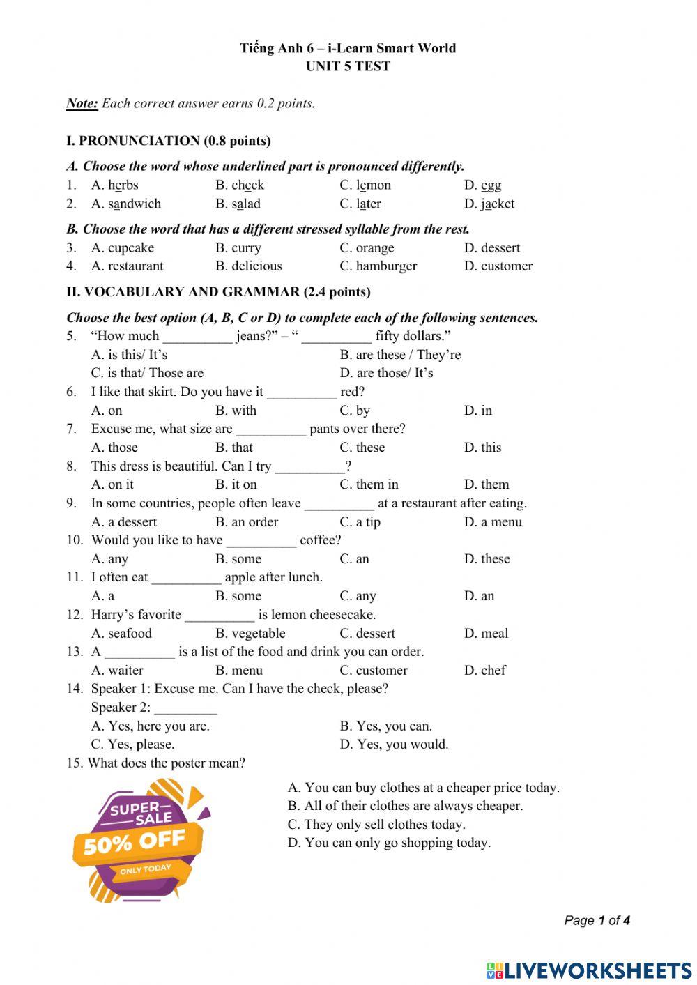 English 6 I learn Unit 5
