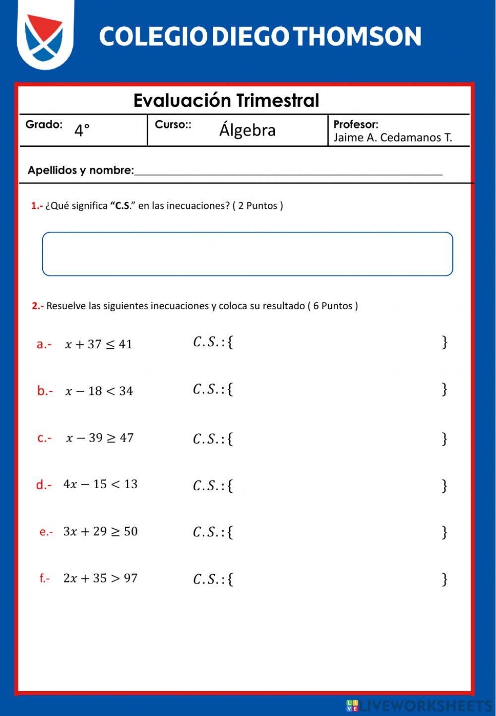 4X - Examen noviembre 4X - Examen noviembre