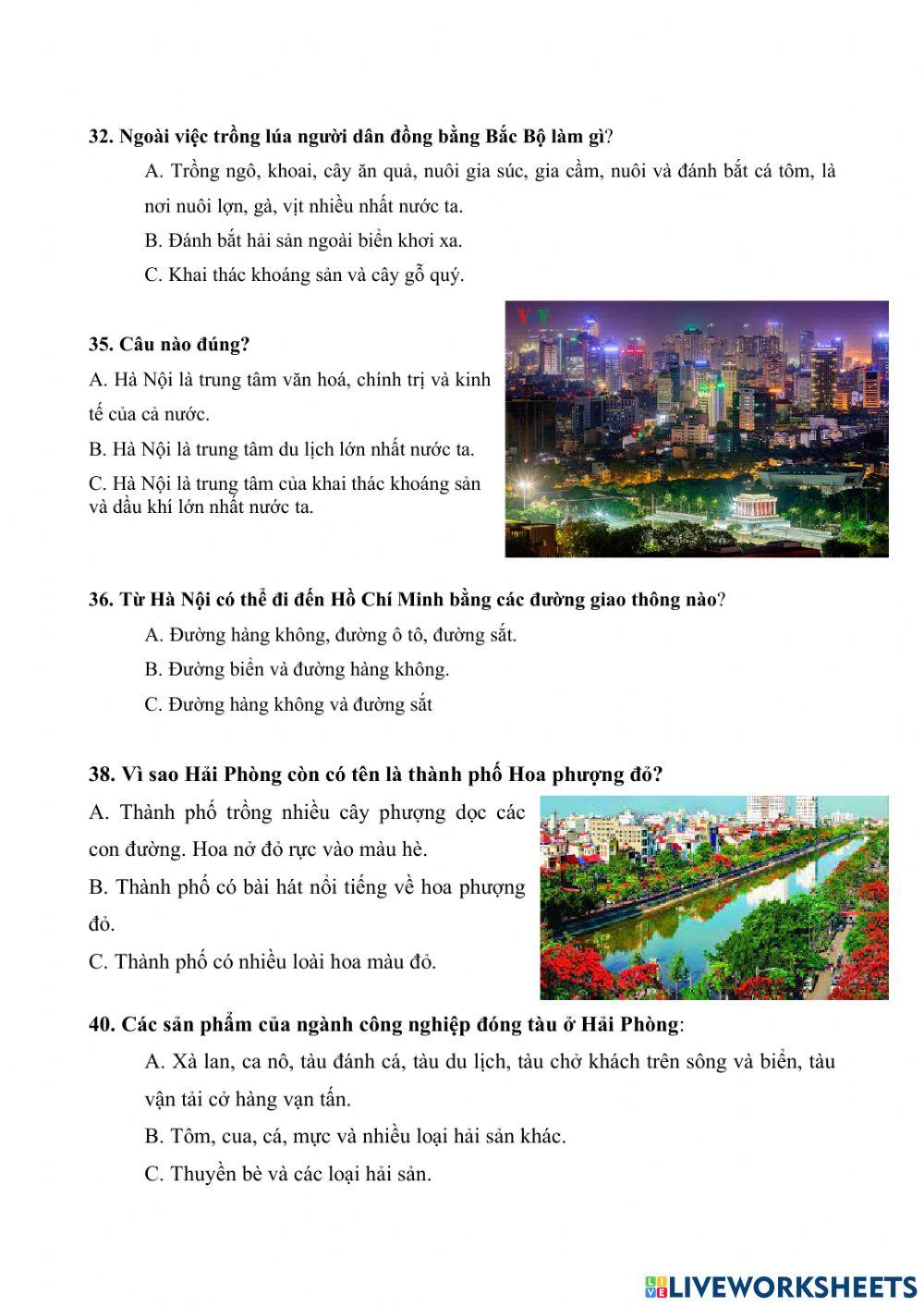 Ôn tập cuối kì 1- Địa lí 4