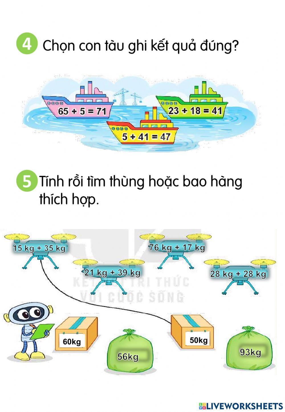 Phép cộng (có nhớ) số có 2CS với số có 2CS (t1)