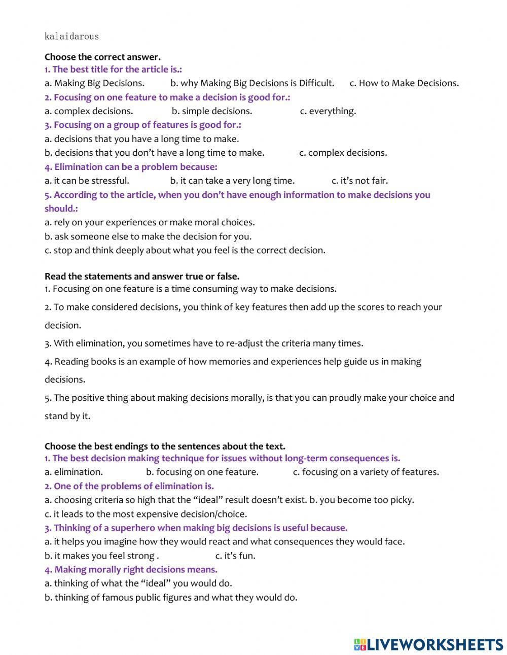 103 t9: Making important decisions