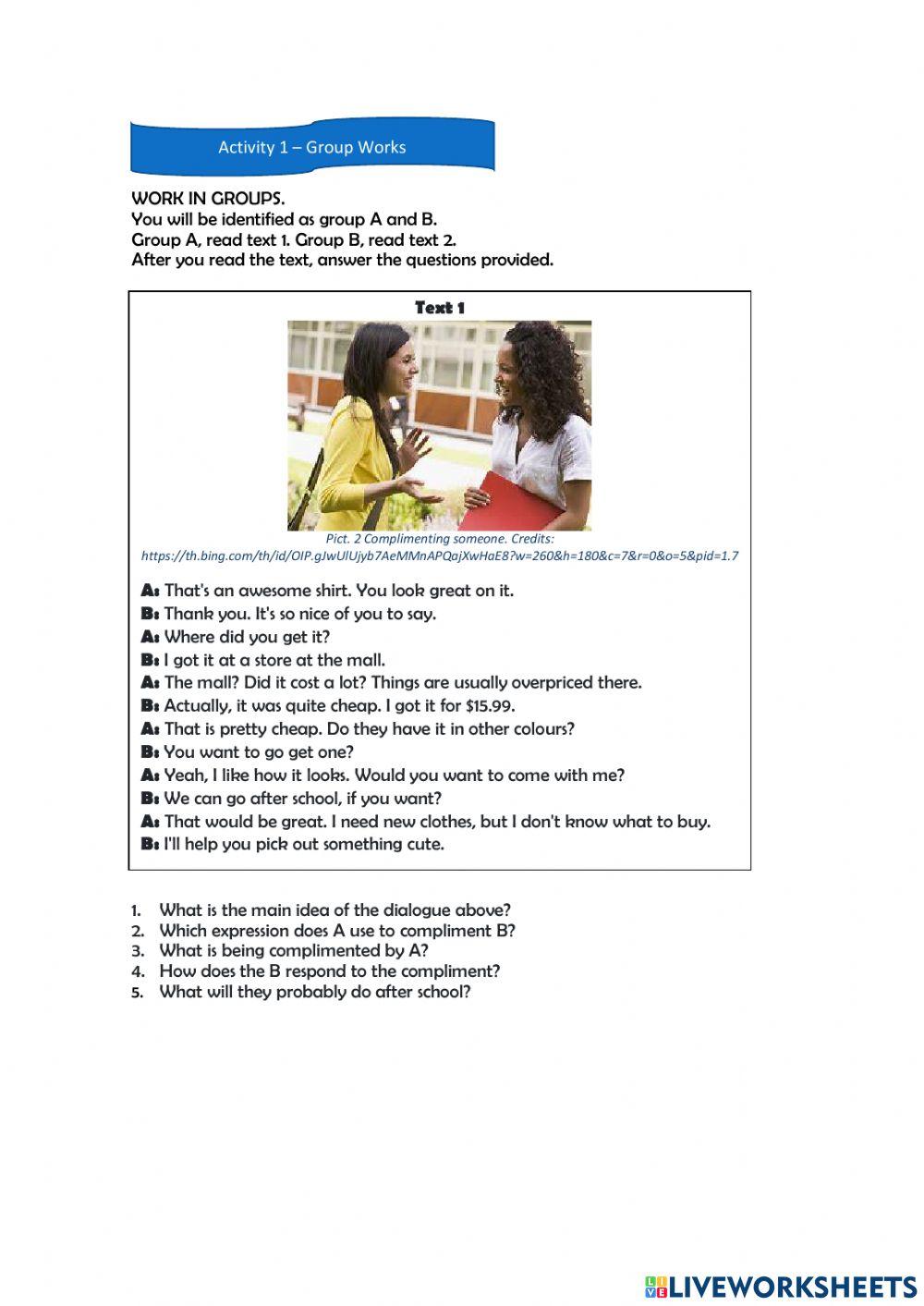 Complimenting others