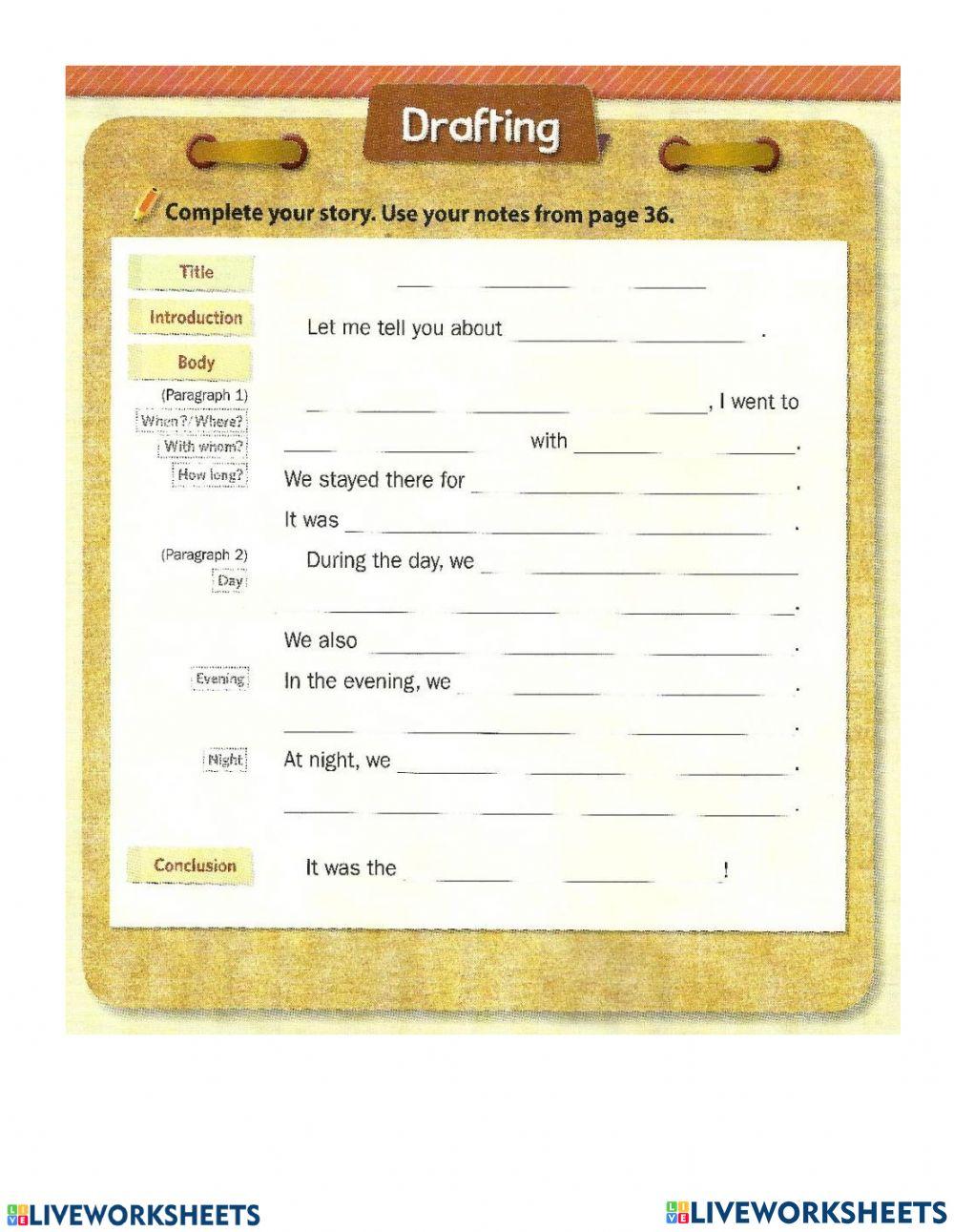 Practice writing about your a great vacation