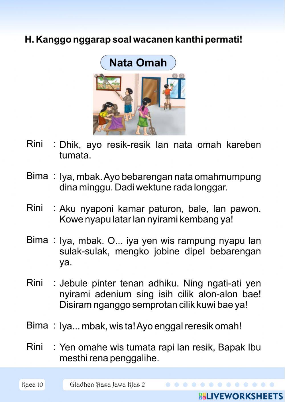 Bahasa Jawa interactive activity for 2 Live Worksheets