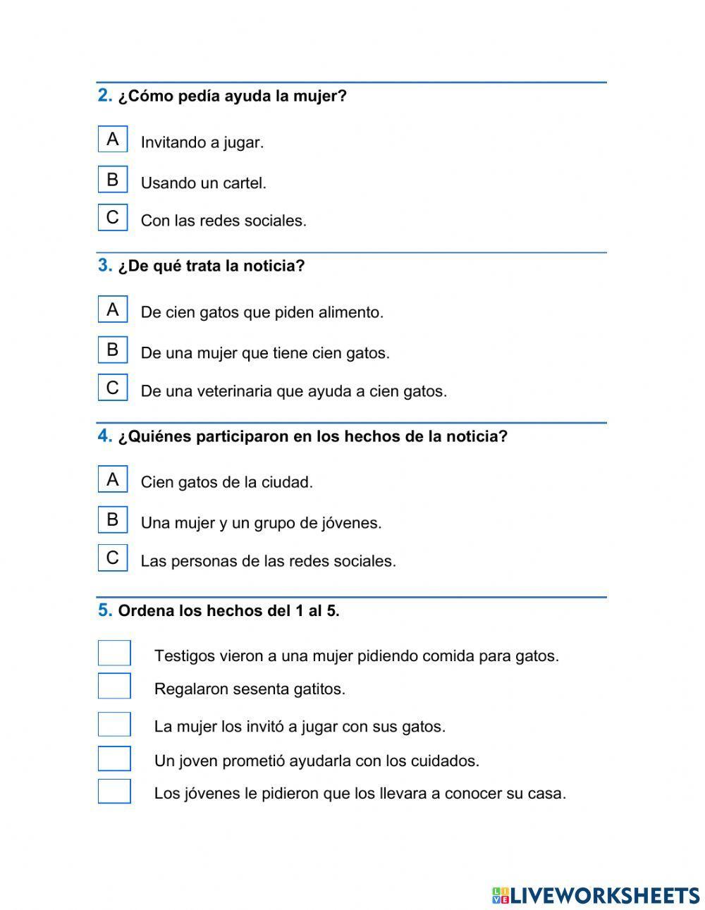 Control comprensión lectura