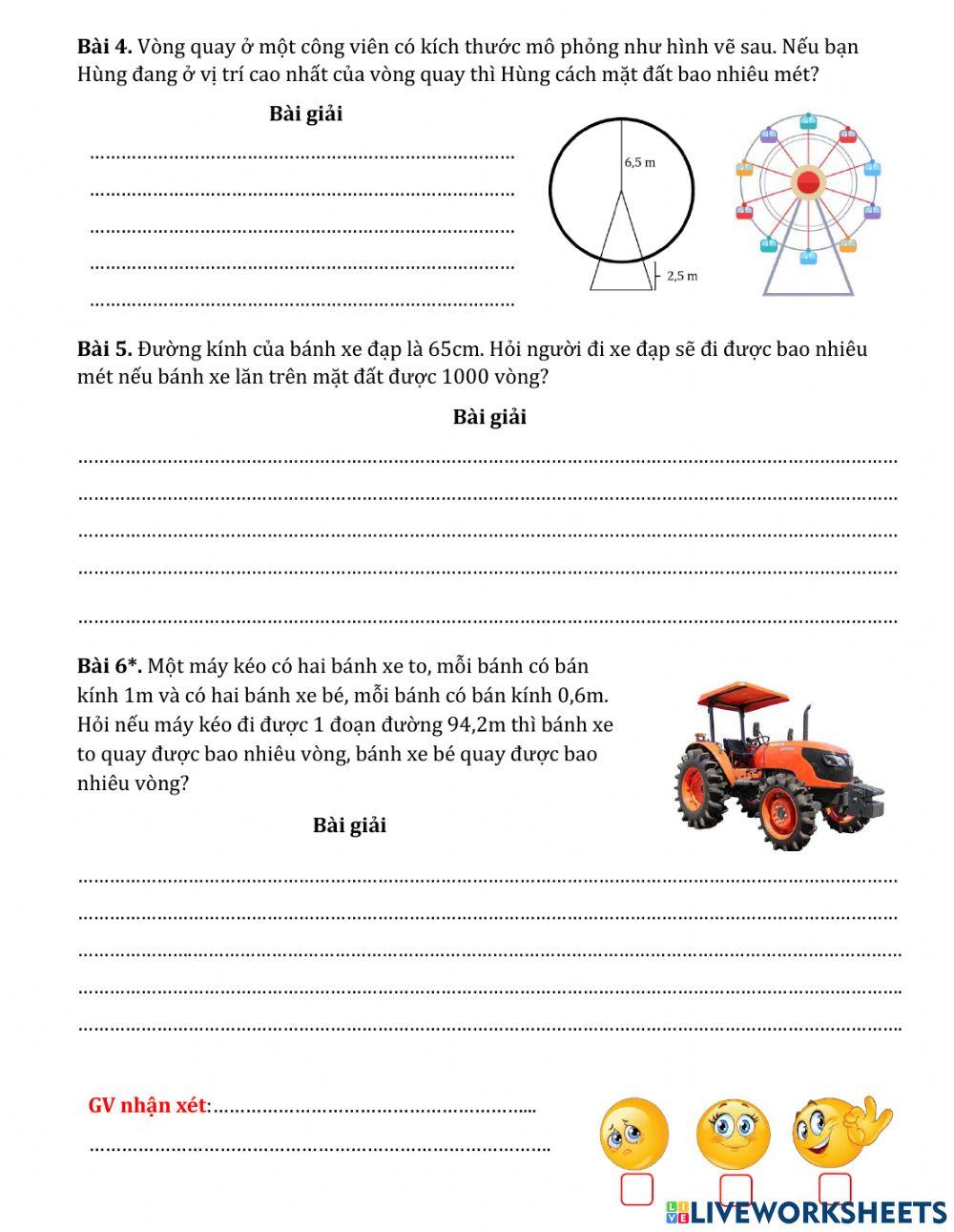 Phiếu Toán cuối tuần 16