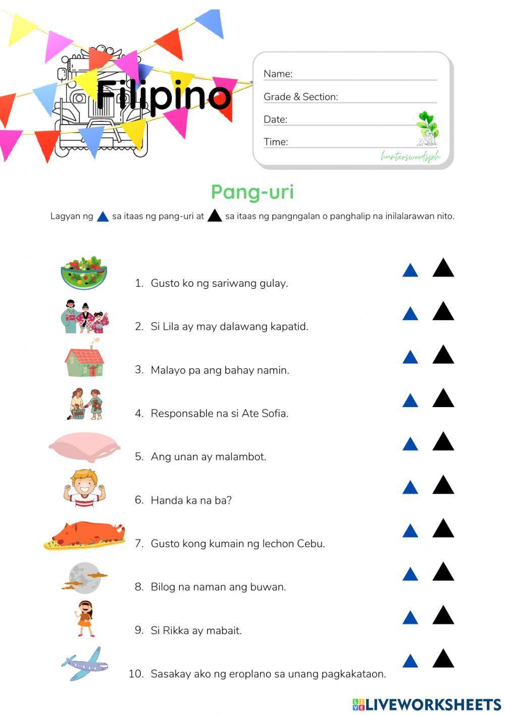 Pang-uri - HuntersWoodsPH.com Worksheet Pang-uri - HuntersWoodsPH.com Worksheet