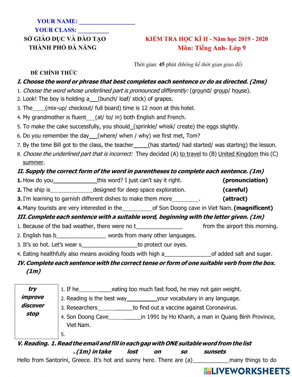 Second semester test (2019-2020)