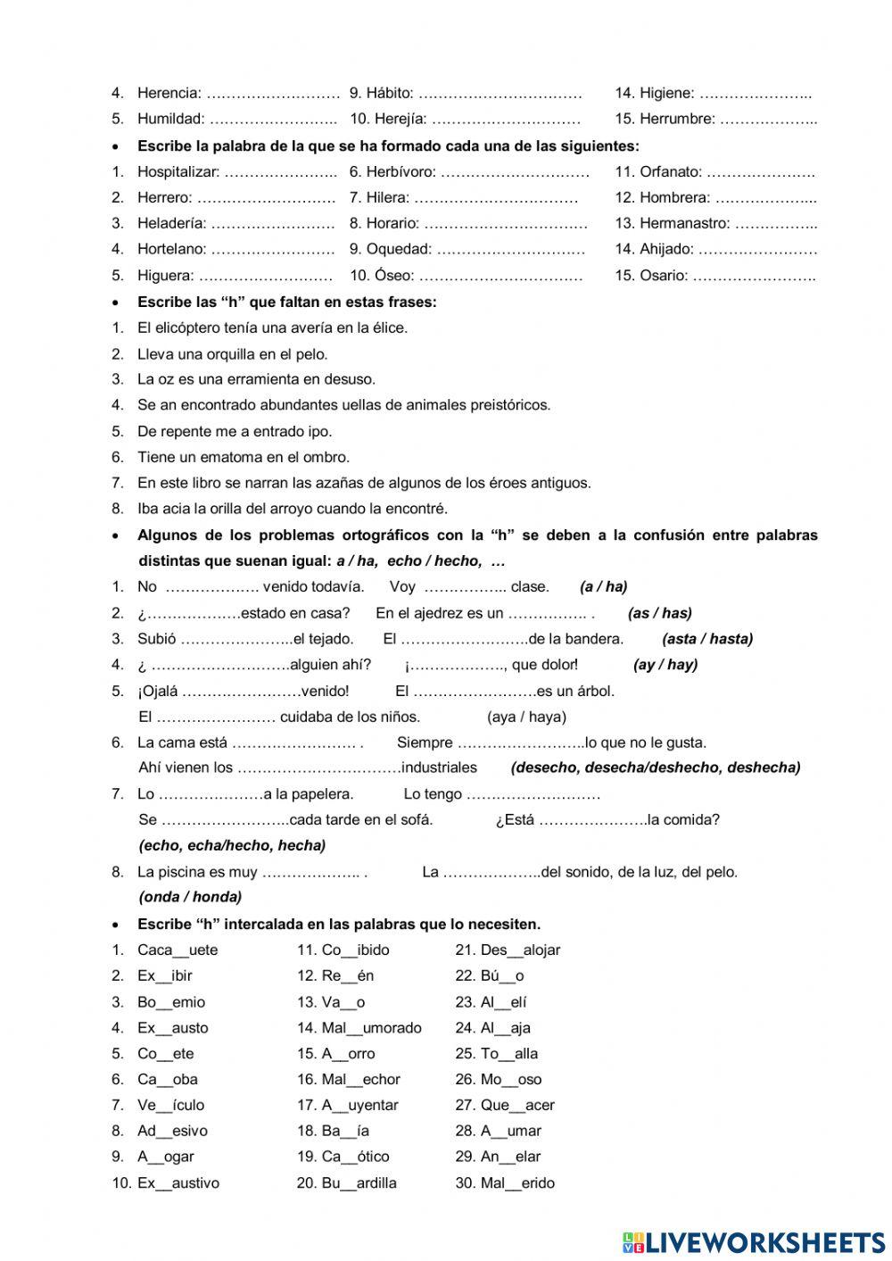 Ortografía H