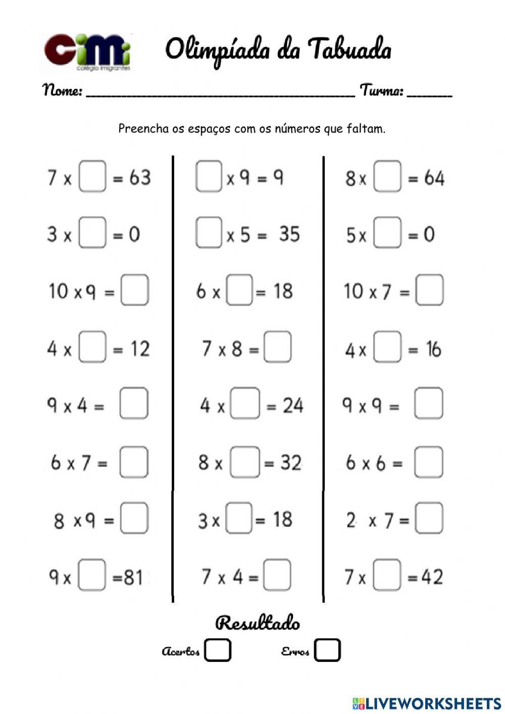 Olimpíada da tabuada