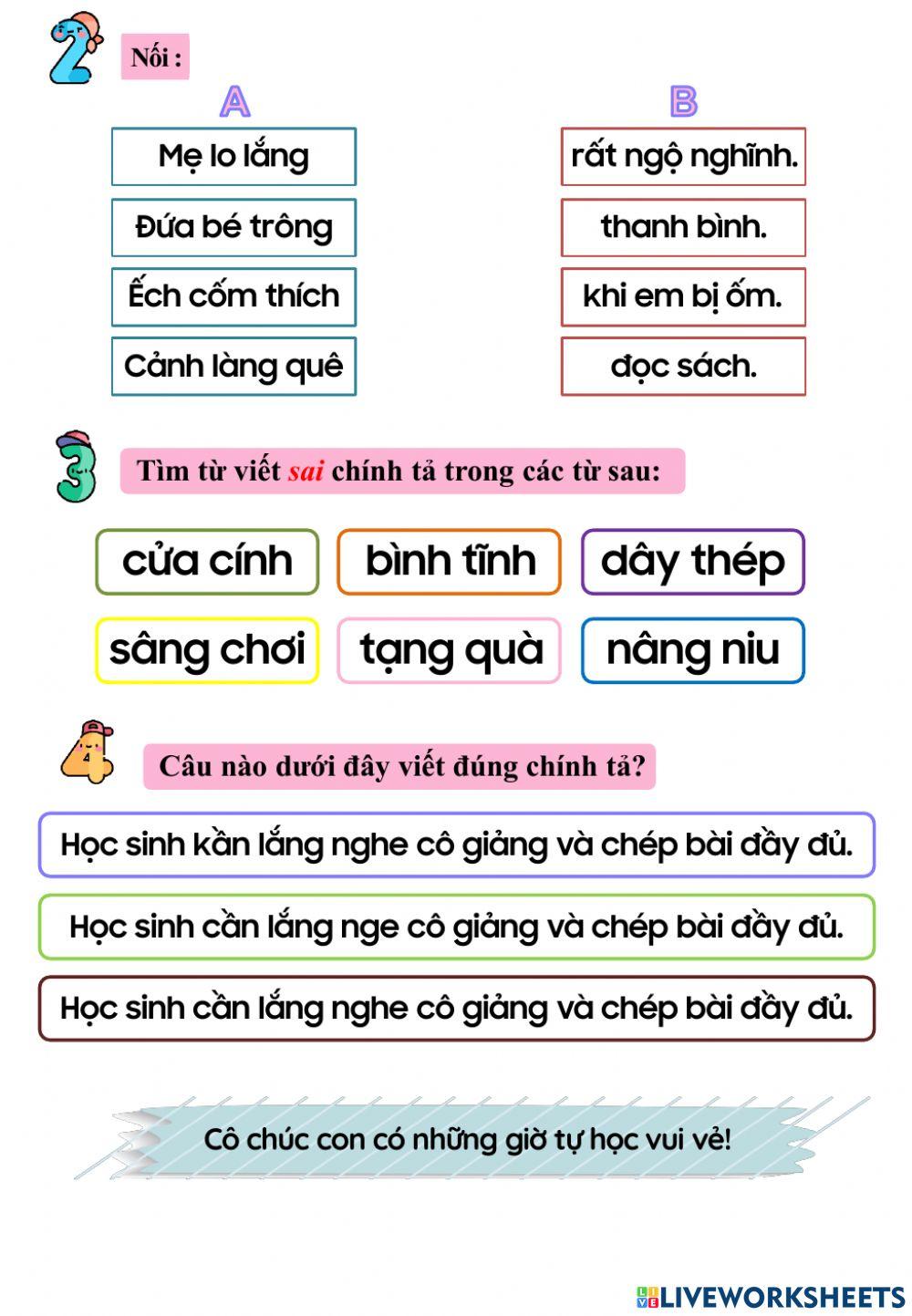 Phiếu cuối tuần 12. Môn Tiếng Việt