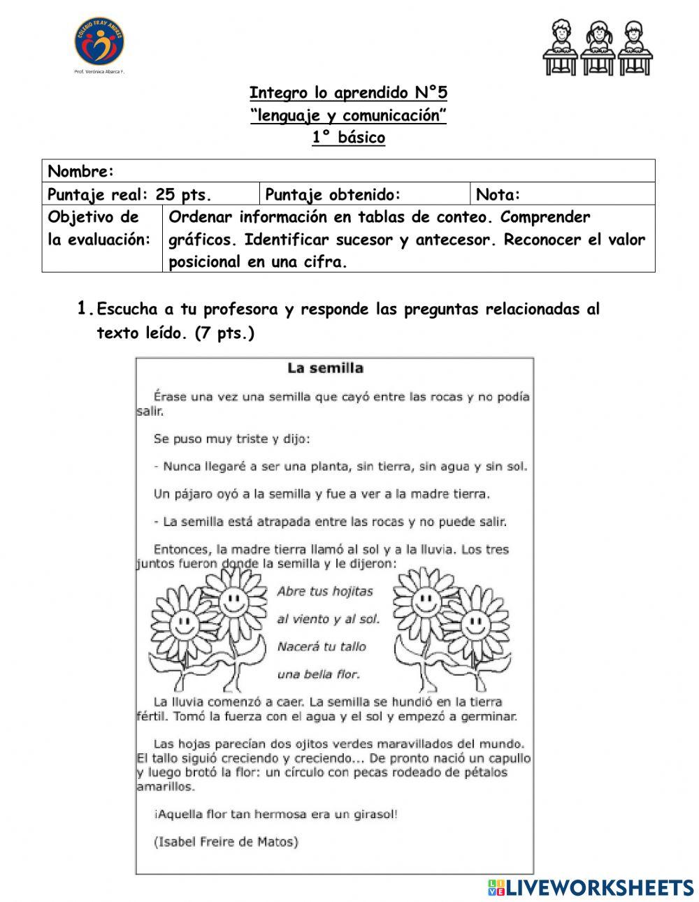 Evaluación de lenguaje 5