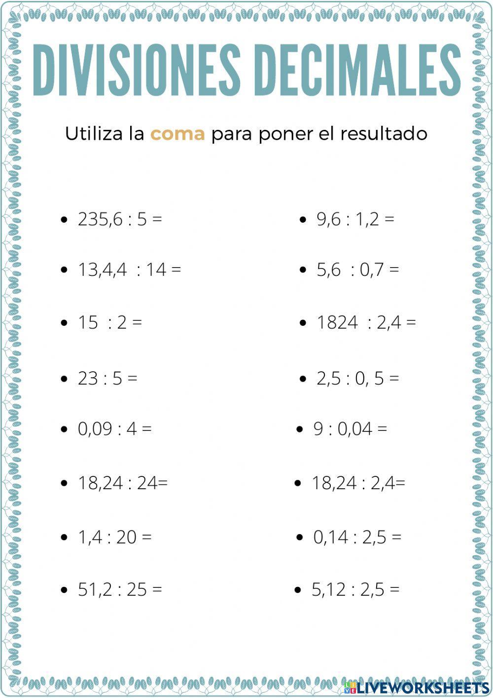 Divisiones con decimales