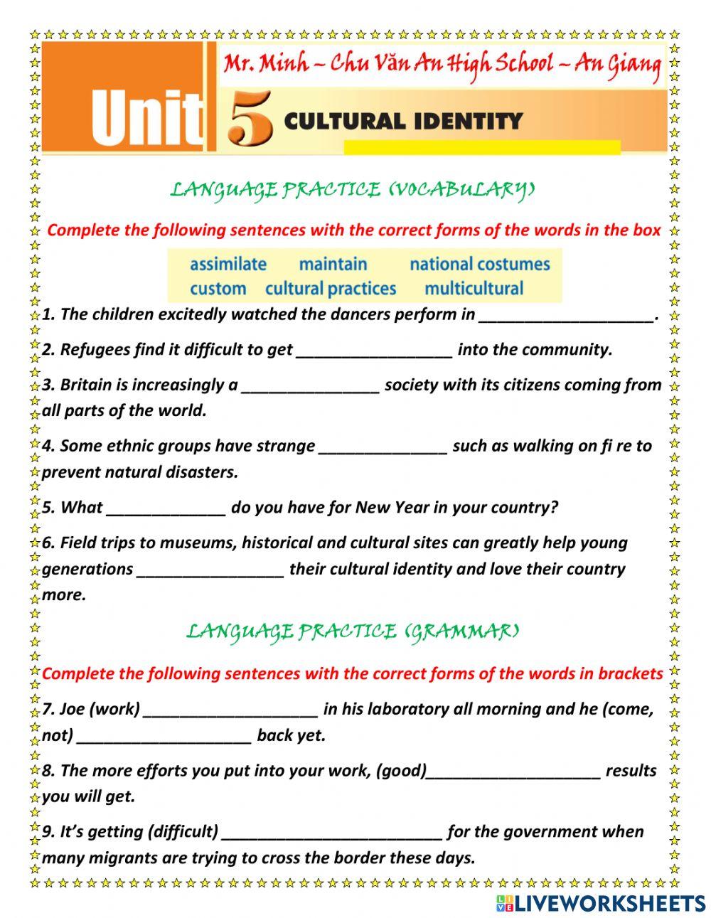 English 12 - Unit 5 - Language Practice