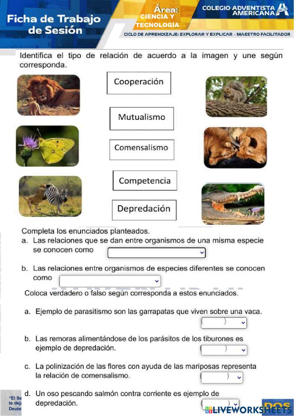 Relaciones interespecifias e intraespecificas
