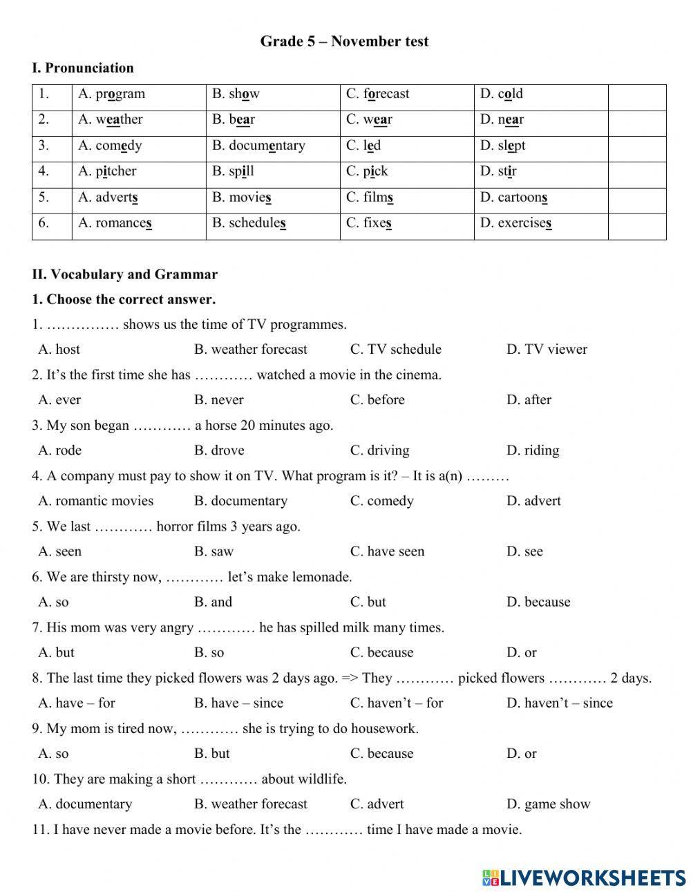 Group 5 - November test