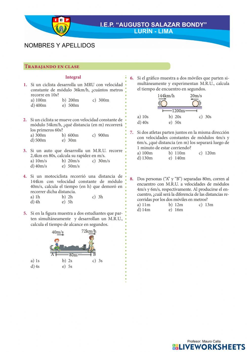 Movimiento rectilineo uniforme