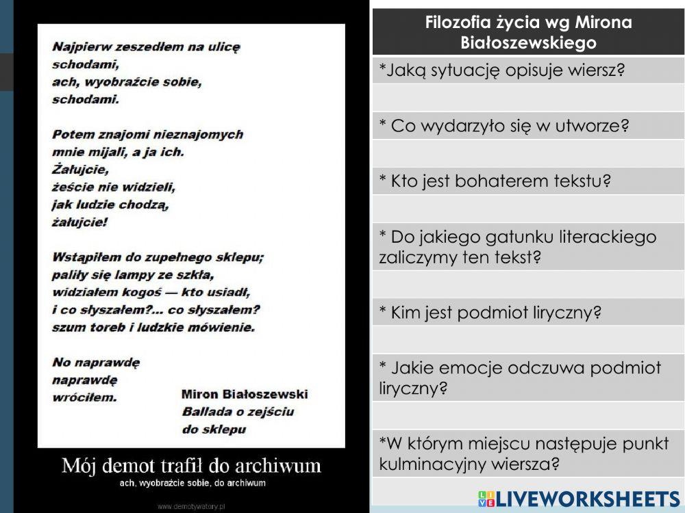 Miron Białoszewski Ballada o zejściu do sklepu