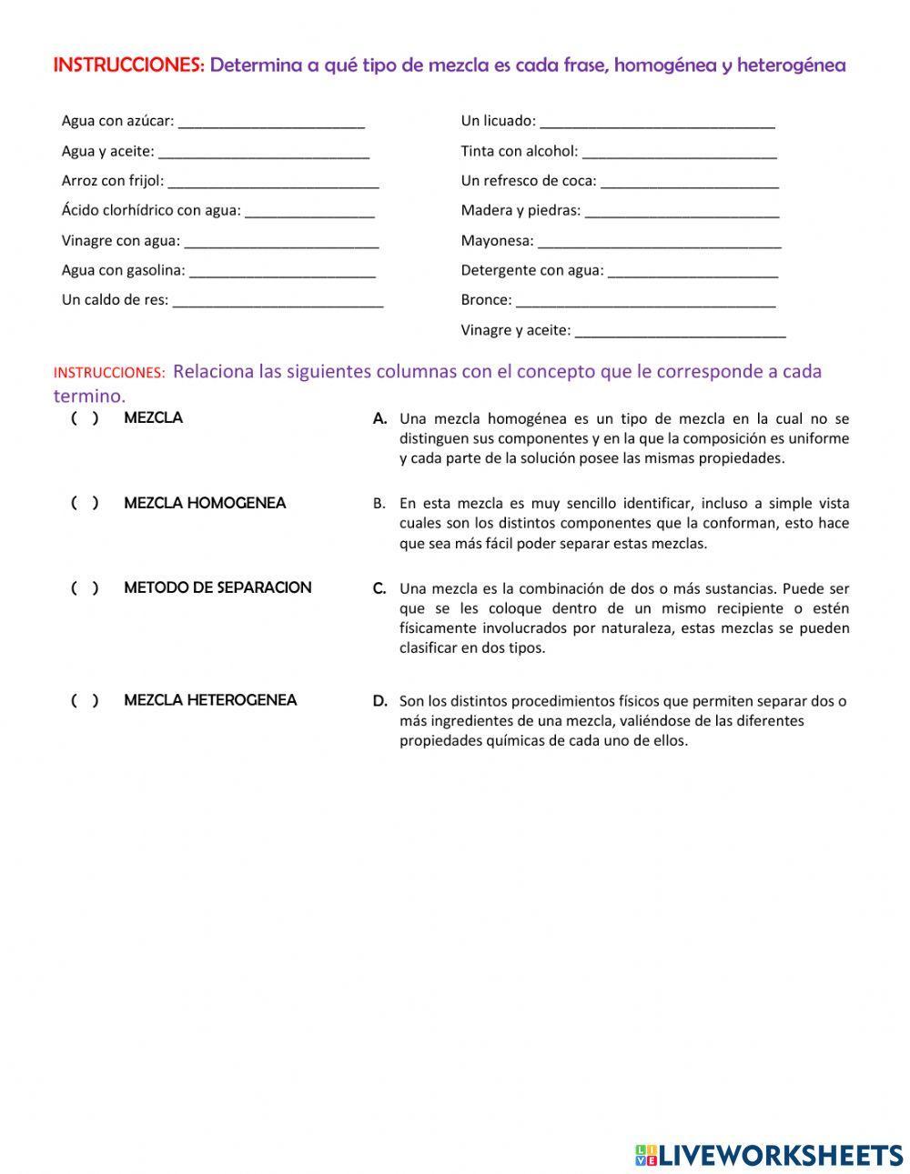 Mezclas homogeneas y heterogeneas