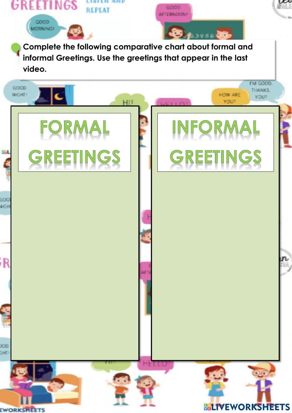 Greetings Comparative Chart
