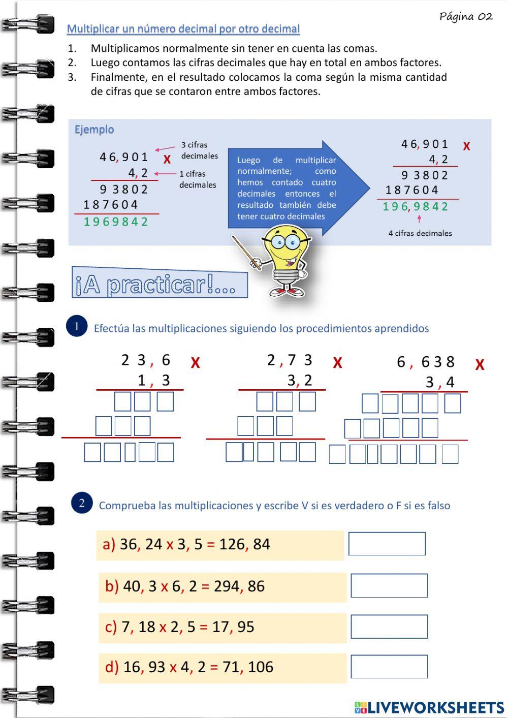 Multiplicación de números decimales part01