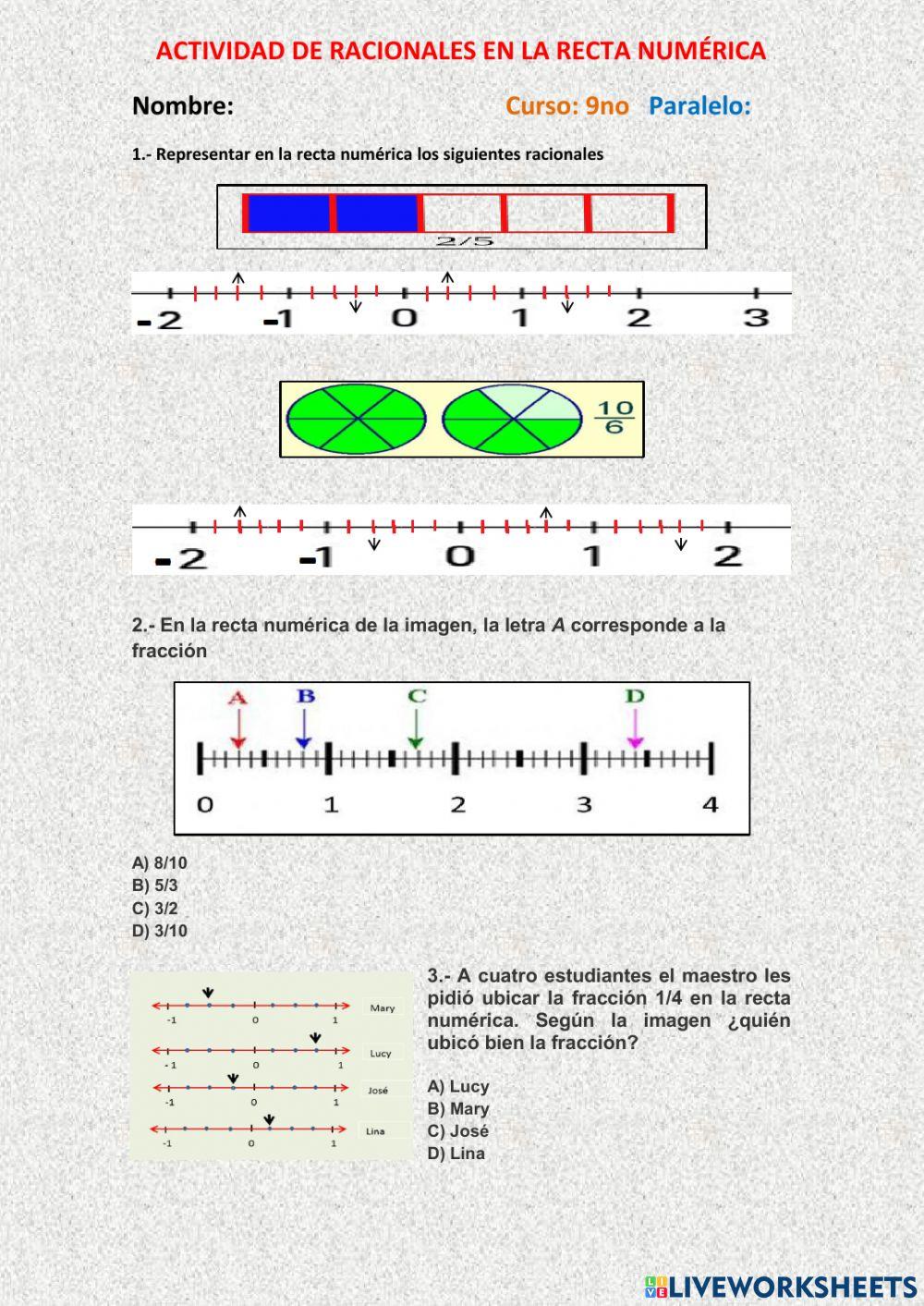 R.EN LA RECTA | Free Interactive Worksheets | 3495174