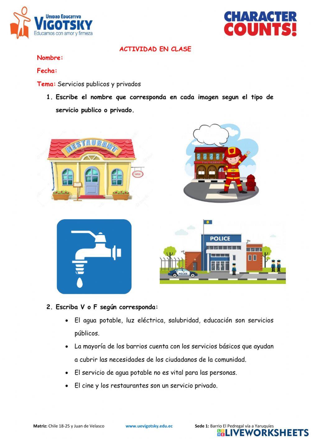 Servicios públicos y privados