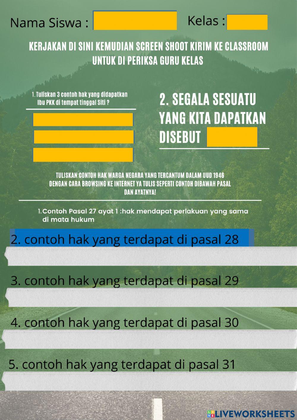 Tema 6 St 1 Pb 1 PPKN Hak WNI di UUD 45