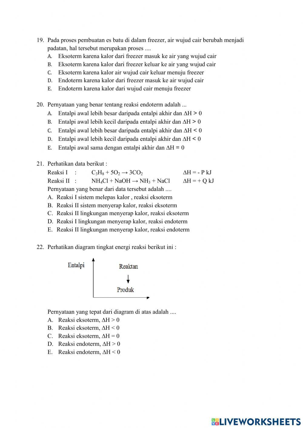 Soal UAS Kimia kls XI