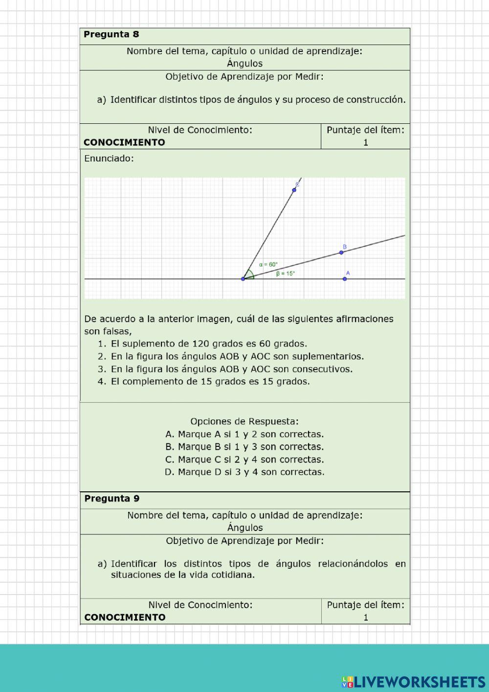 Presaberes de Geometría décimo grado