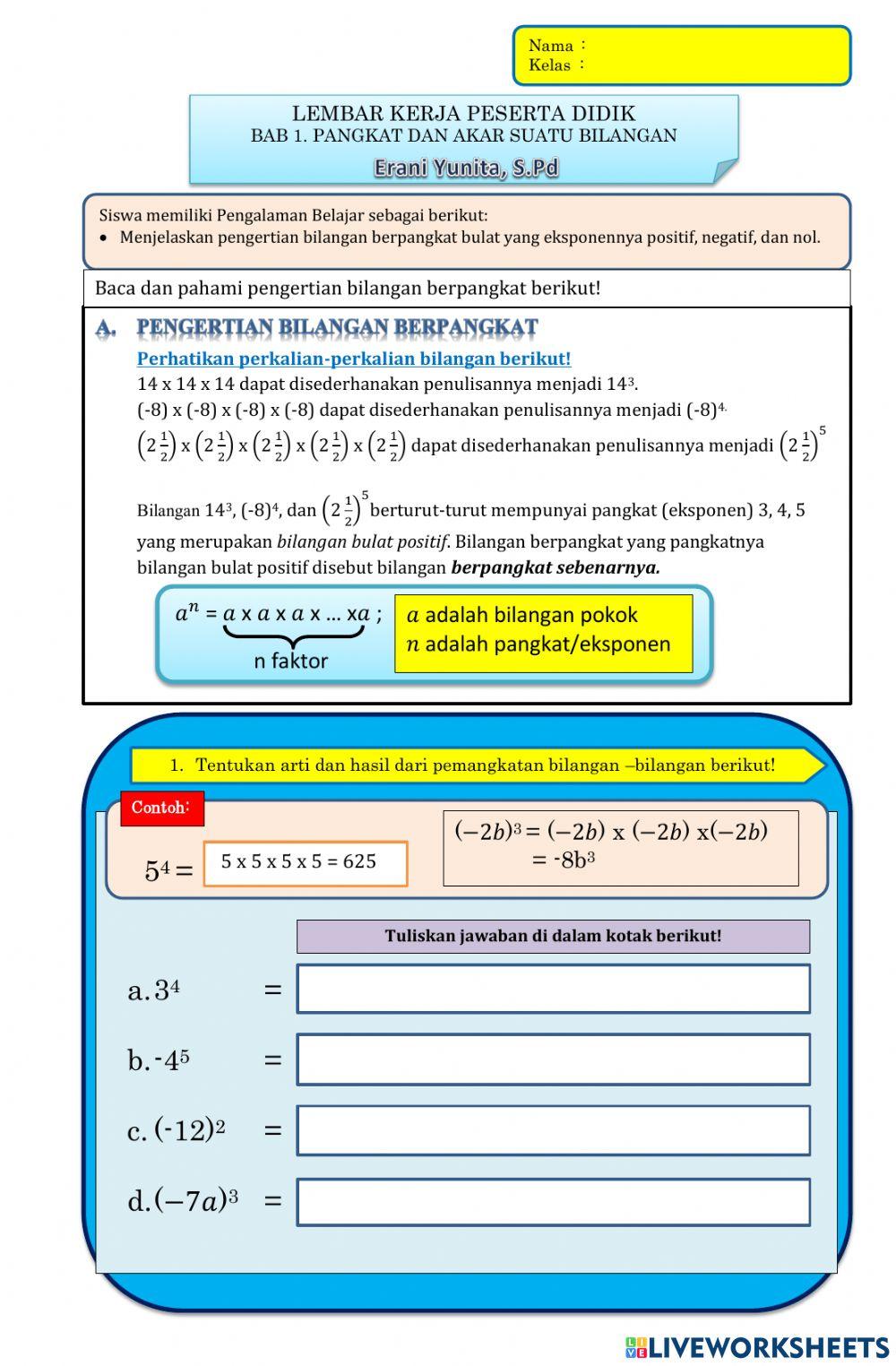 Bilangan Berpangkat Kelas 9