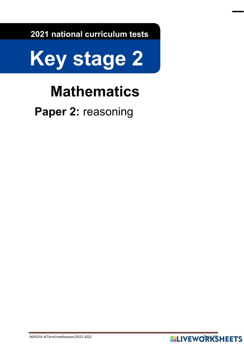 Grade 4 Mathematics Exam paper 2