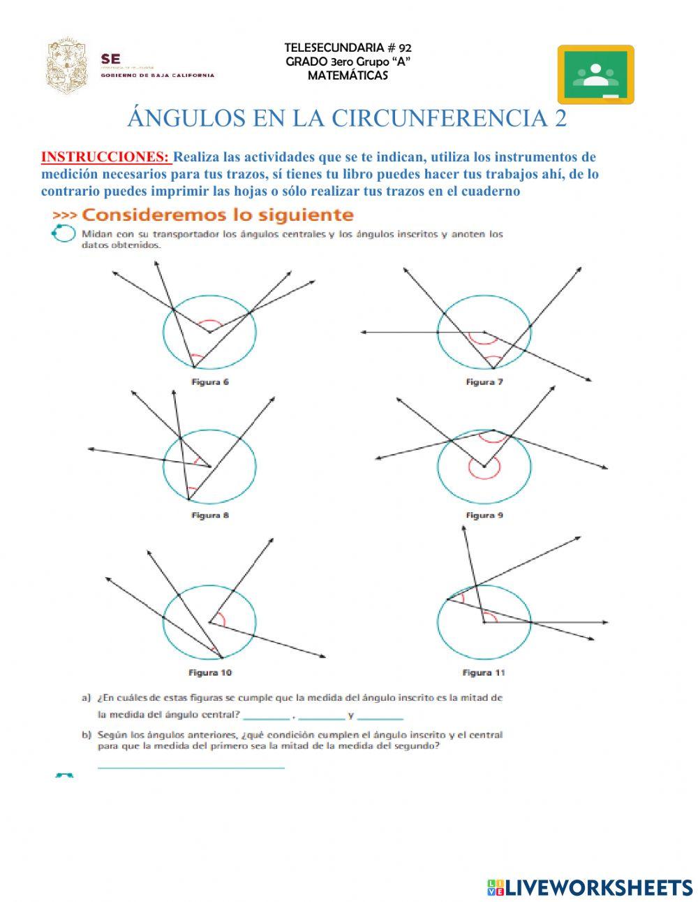 Angulos en circunferencia