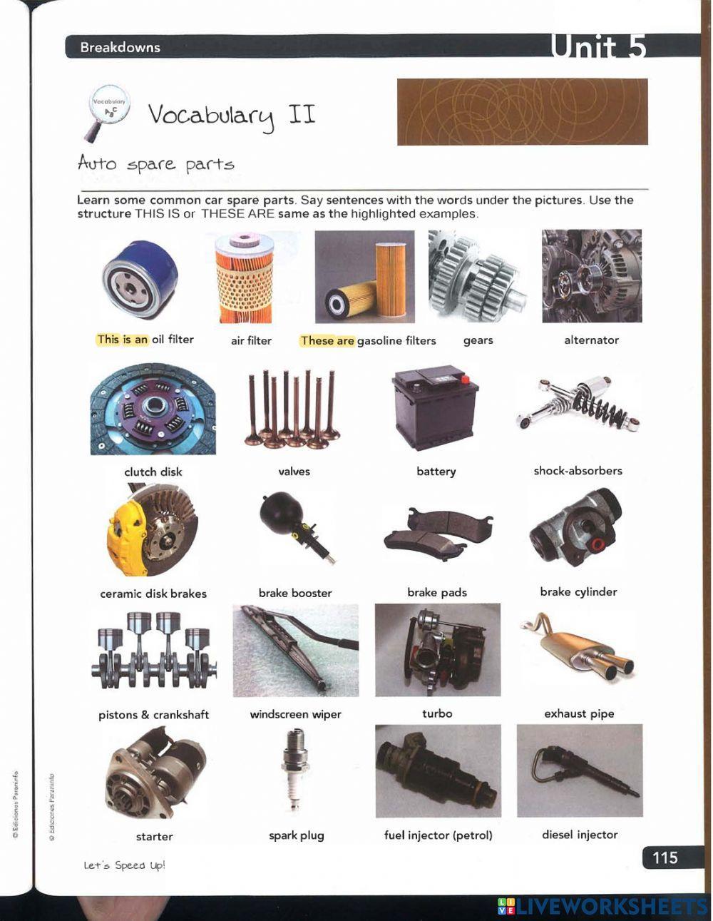 Mechanics vocabulary