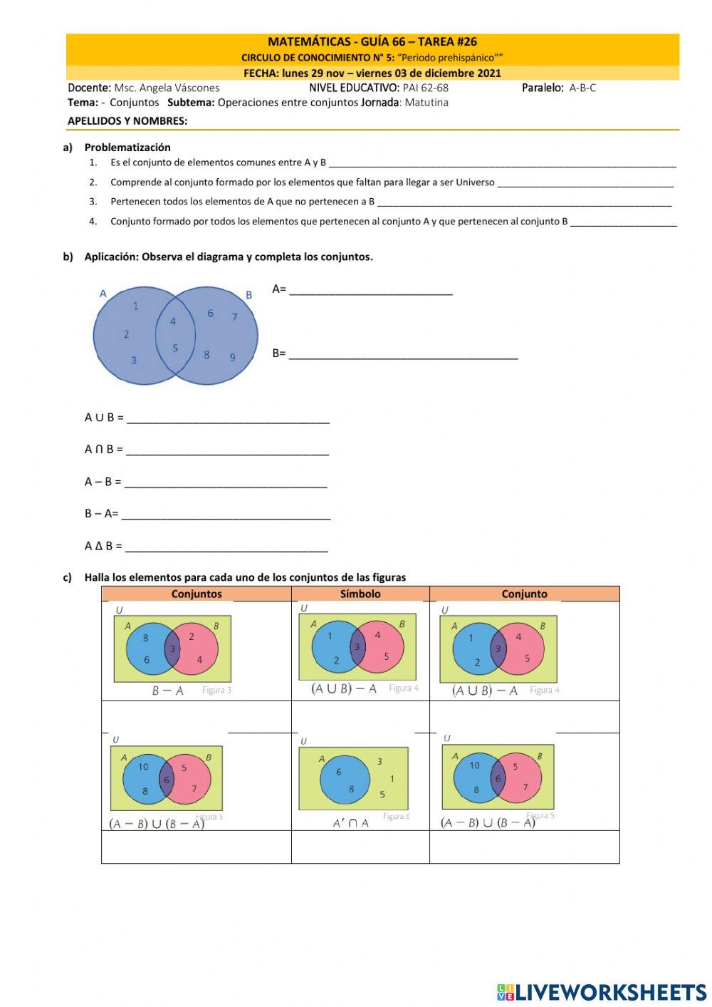 Operaciones entre conjuntos