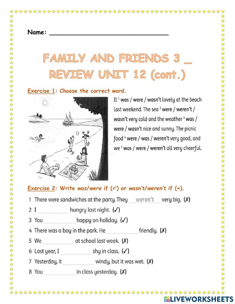(Family and Friends 3) Review Grammar Unit 12
