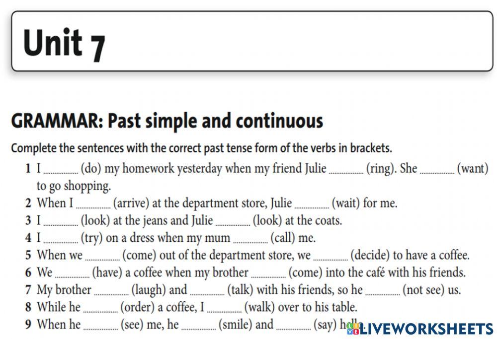Past simple and Past continuous