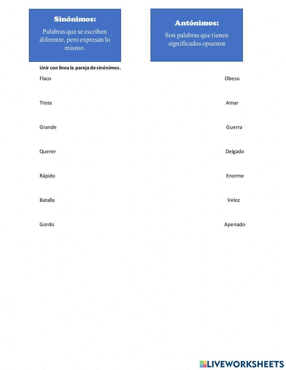 Antónimos y sinónimos