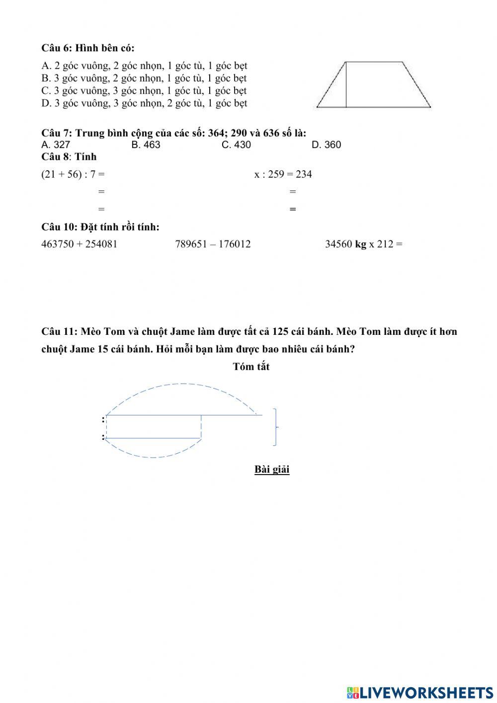 Ôn tập cuối tuần 10