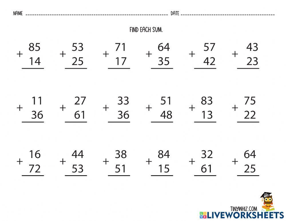Addition without Regrouping Addition without Regrouping