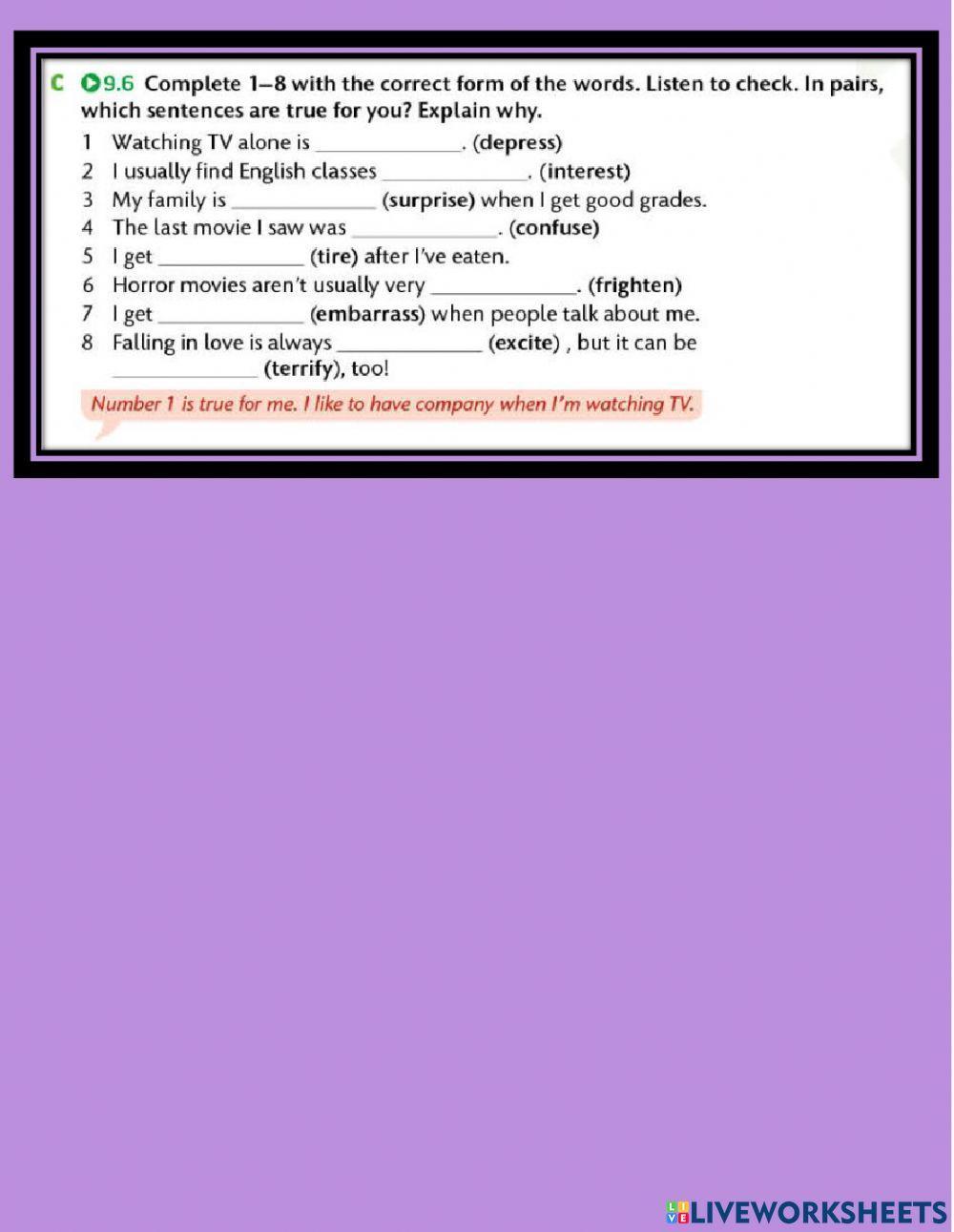 Adjectives ending in -ing- -ed-