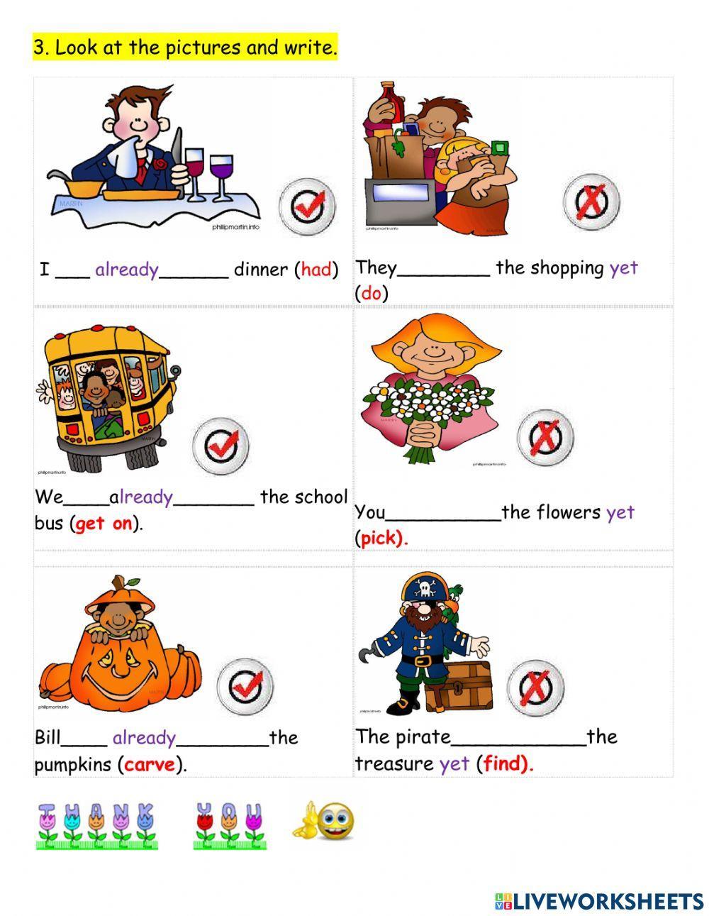 Present perfect with already, yet