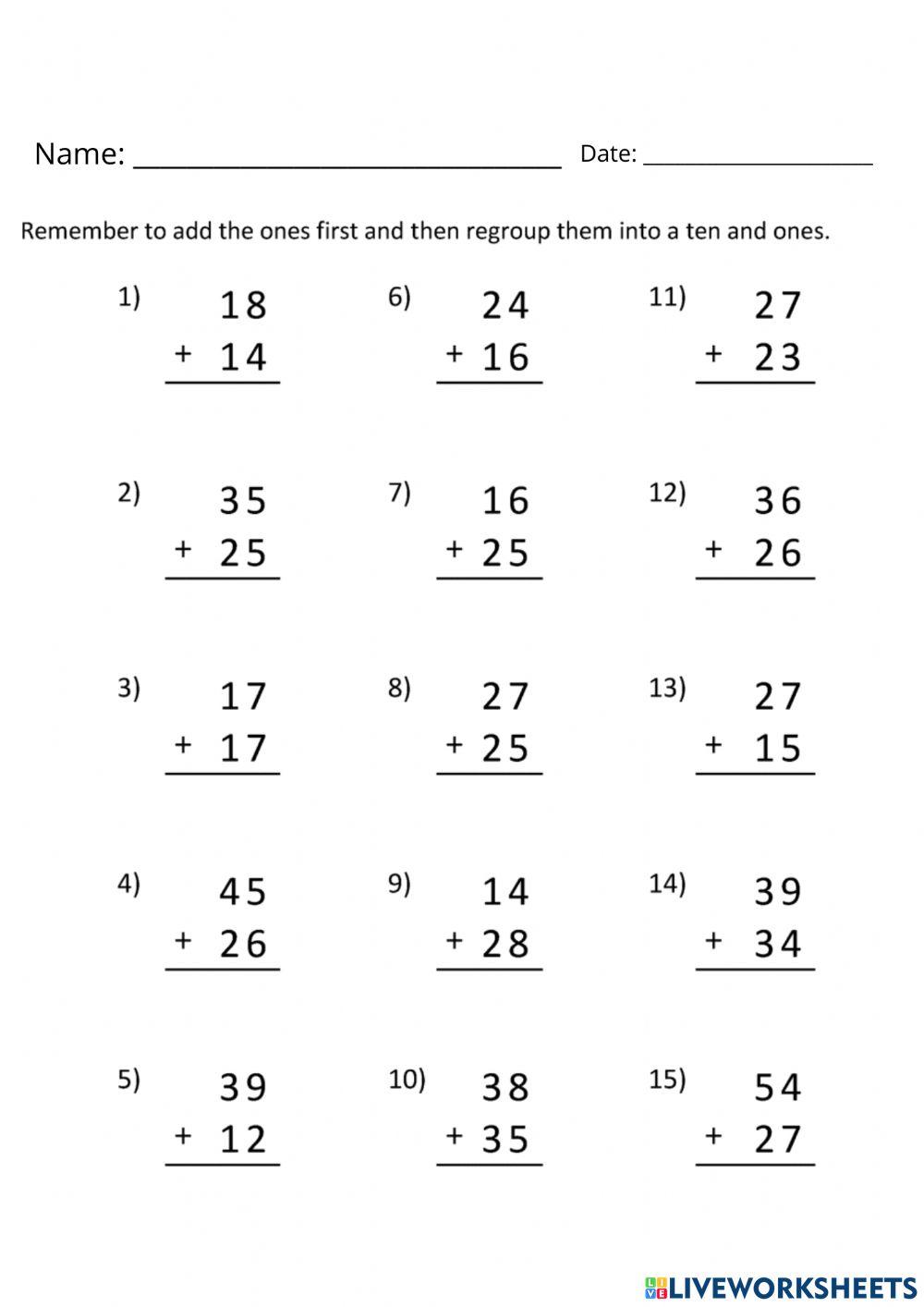 Addition with some regrouping Addition with some regrouping