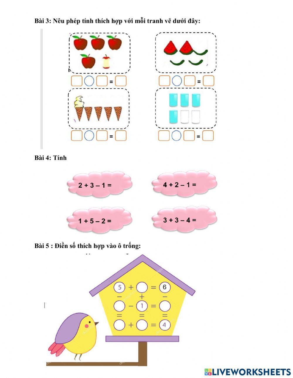 Ôn tập phép trừ trong phạm vi 6