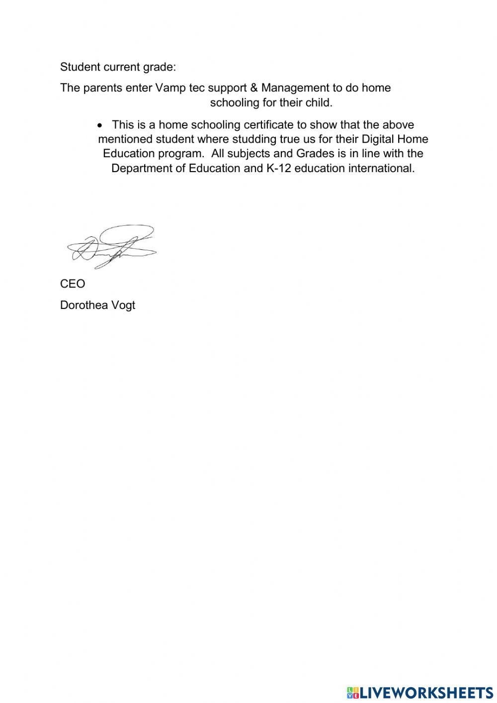 Vamp tec student transfer certificate