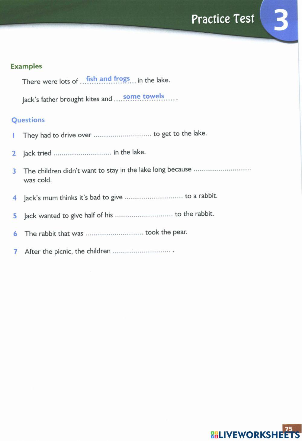 Flyers Reading Test 3 Part 4-6