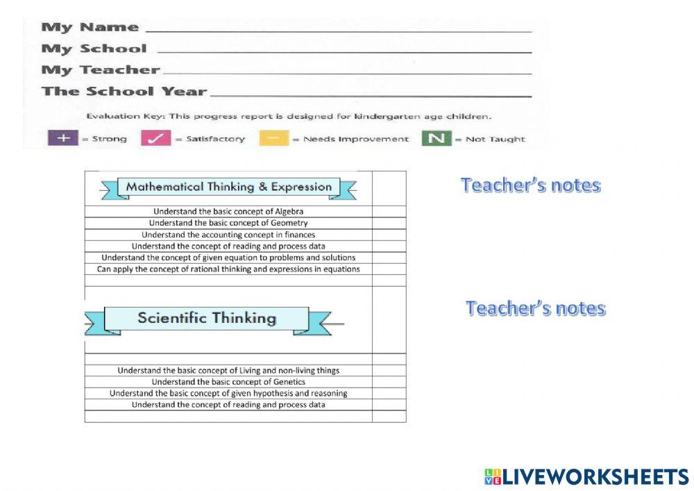 Senior evaluation report card