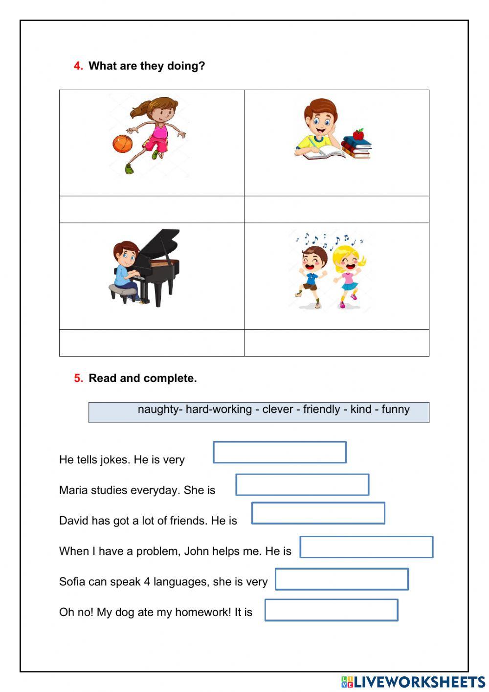 Present continuous and personality words