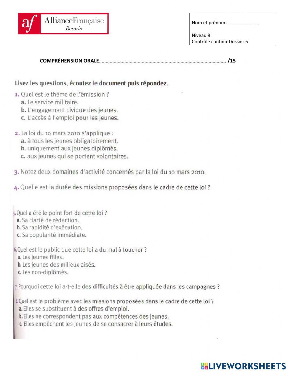 Compréhension orale